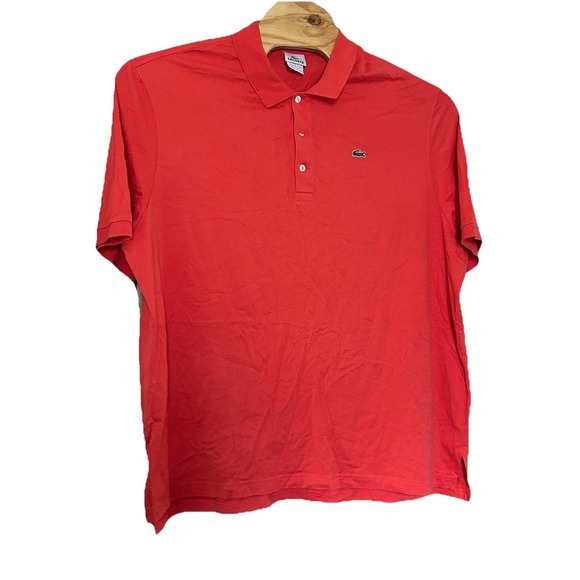 Lacoste Other - Lacoste Classic Short Sleeve Polo Shirt Mens Size 9 Cotton Pique Peach‎ Orange